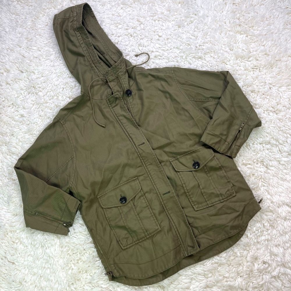 Joie Green Zip Up Cargo Utility Jacket